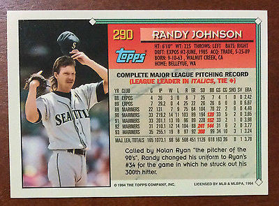 Mavin  1990 Score #415 Randy Johnson Seattle Mariners Baseball Card